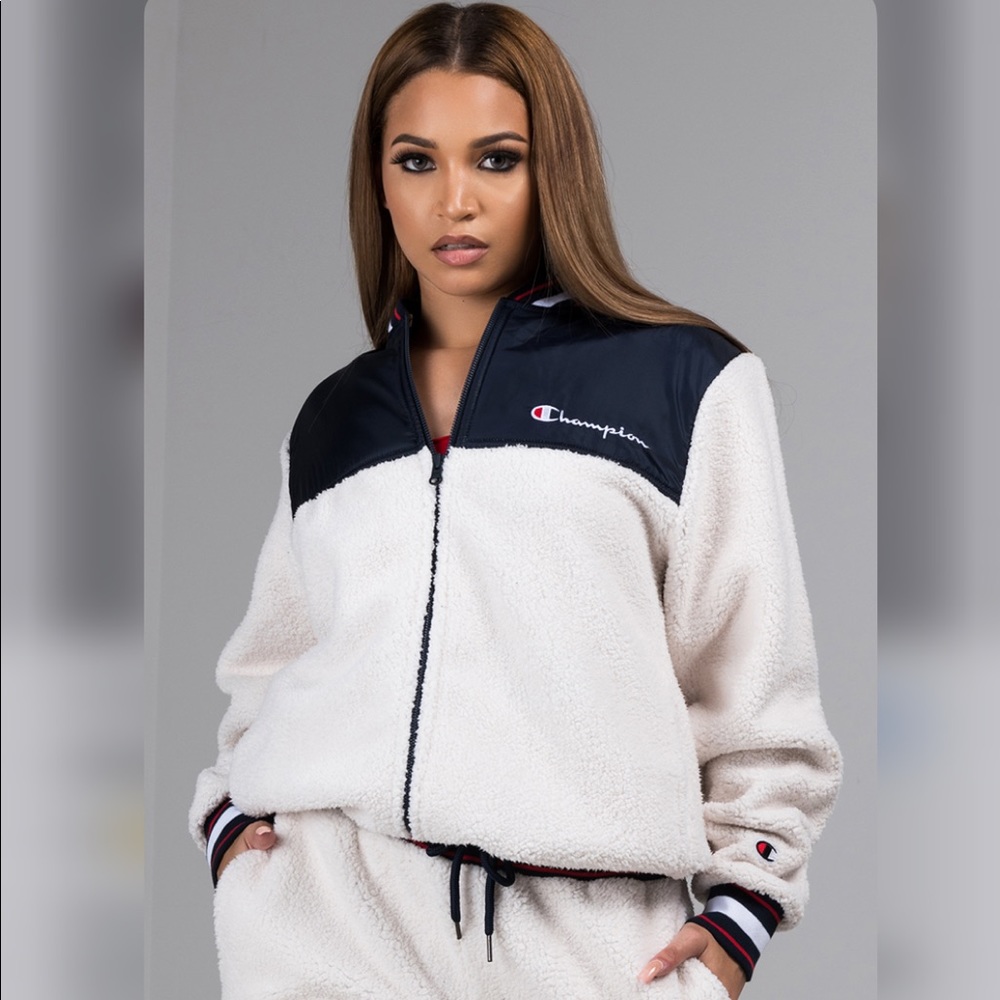 Champion Sherpa Color Block Jersey Style Zip Up S… - image 1